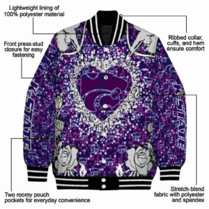 personalized kansas state wildcats heart explosion purple jacket new arrival