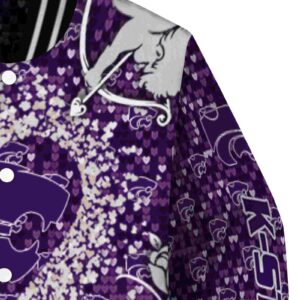 personalized kansas state wildcats heart explosion purple jacket premium grade