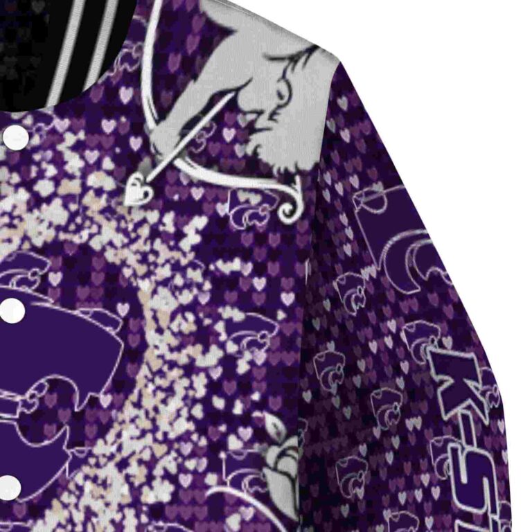 personalized kansas state wildcats heart explosion purple jacket premium grade