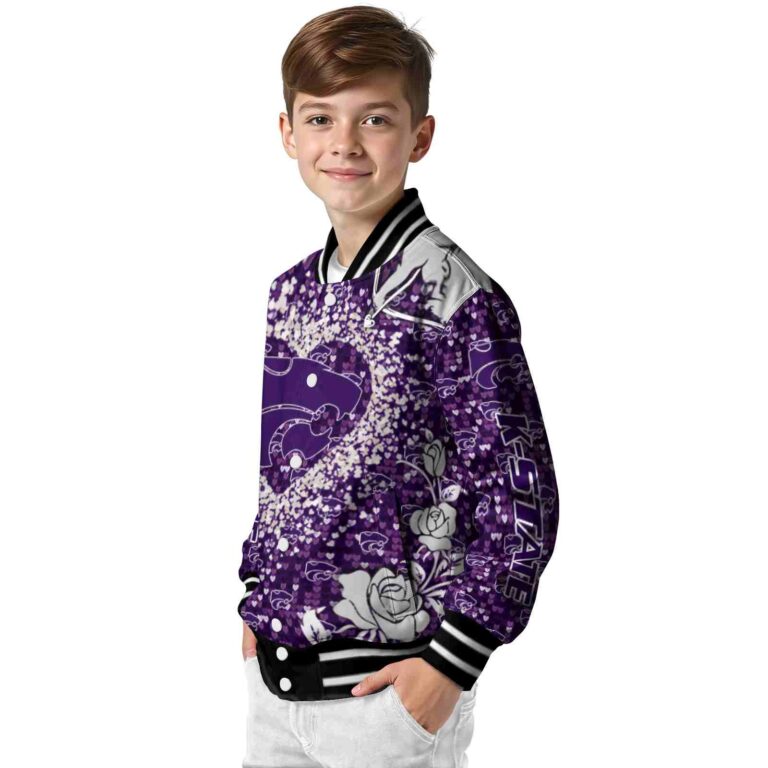 personalized kansas state wildcats heart explosion purple jacket trendy