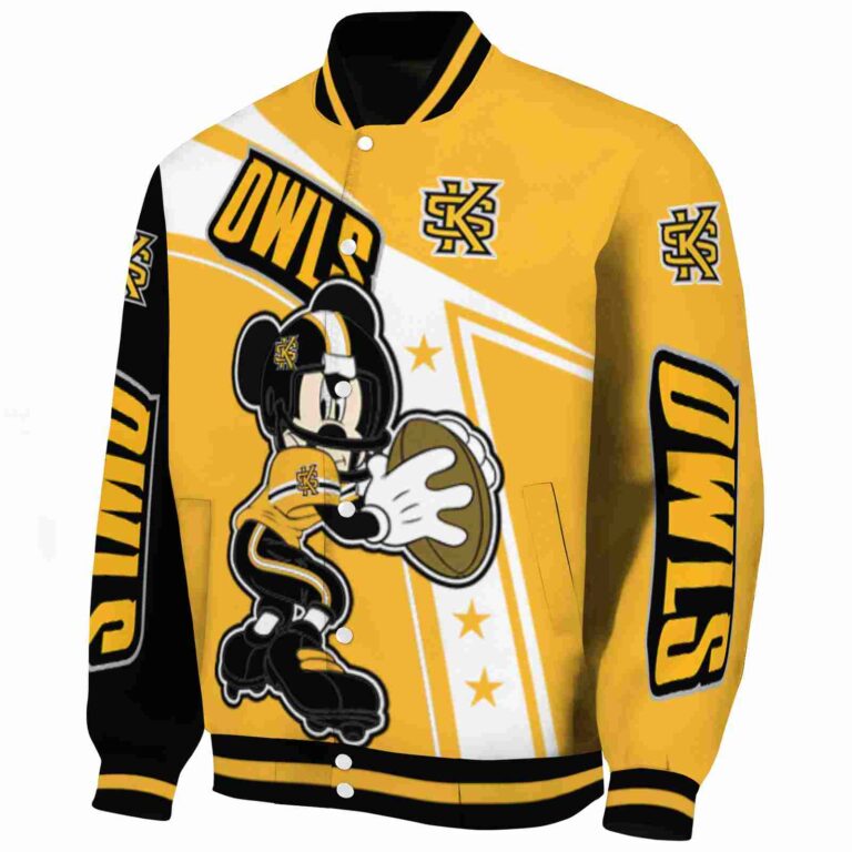 personalized kennesaw state owls mickey football gold white jacket best selling