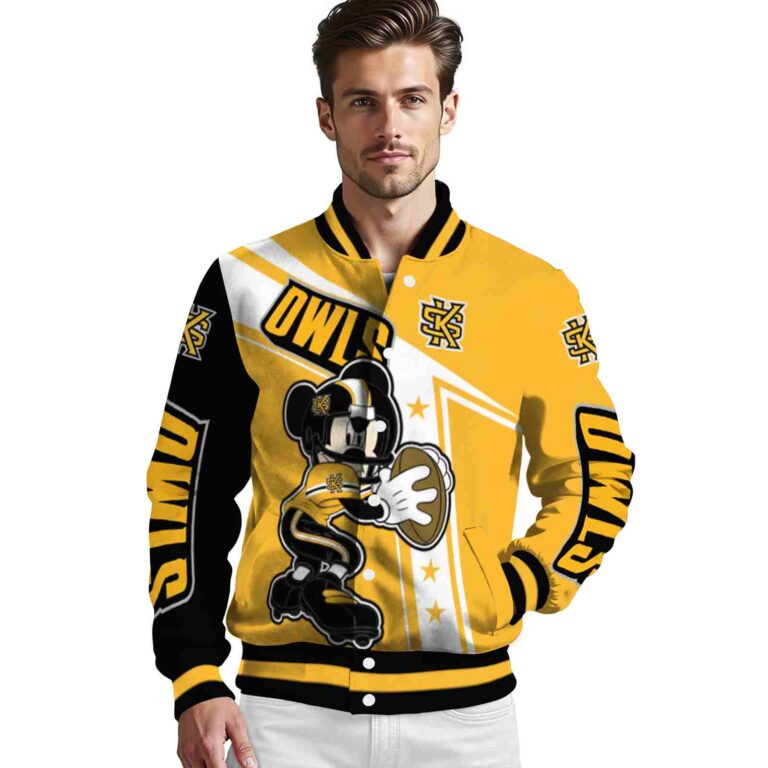 personalized kennesaw state owls mickey football gold white jacket high quality
