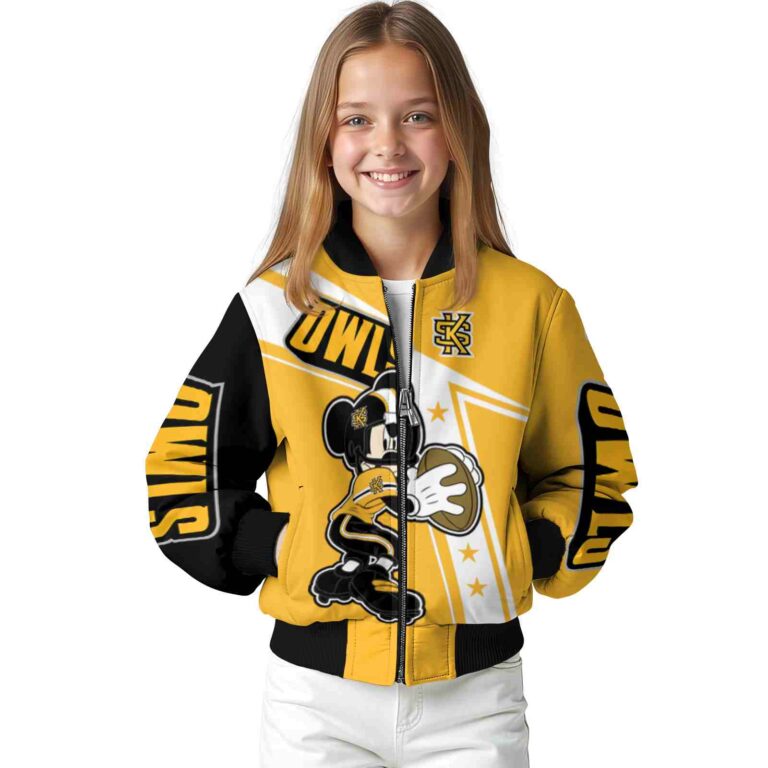 personalized kennesaw state owls mickey football gold white jacket top rated