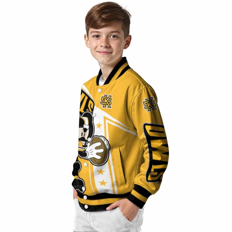 personalized kennesaw state owls mickey football gold white jacket trendy