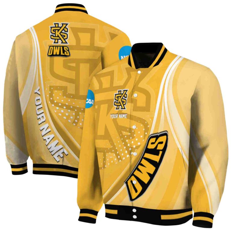 personalized kennesaw state owls wave patterns gold jacket fashion forward