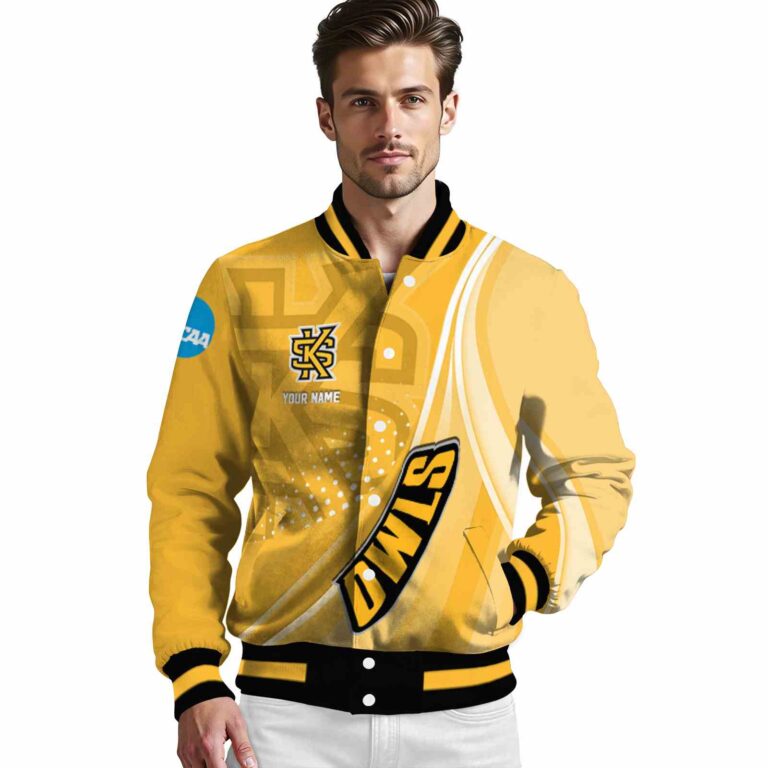 personalized kennesaw state owls wave patterns gold jacket high quality