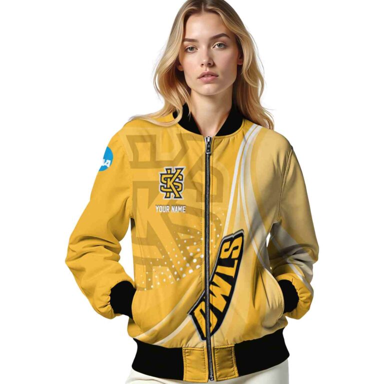 personalized kennesaw state owls wave patterns gold jacket latest model