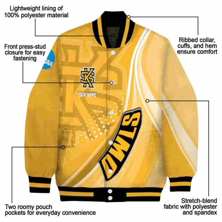 personalized kennesaw state owls wave patterns gold jacket new arrival