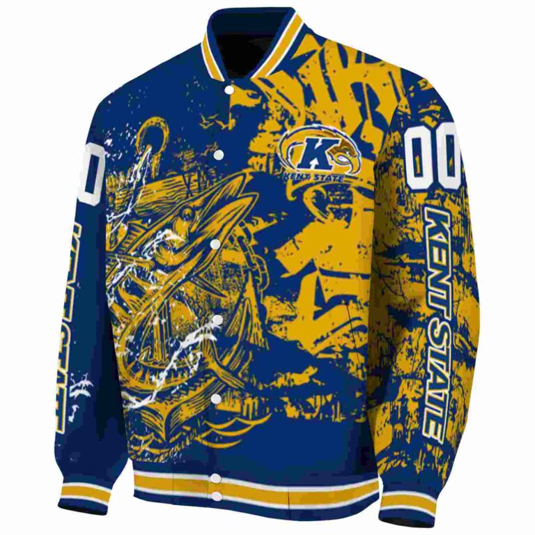 personalized kent state golden flashes fishing art navy blue jacket best selling