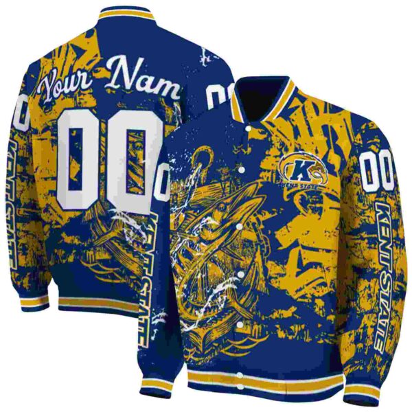 personalized kent state golden flashes fishing art navy blue jacket fashion forward