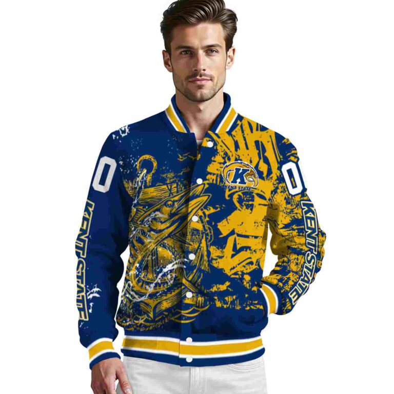 personalized kent state golden flashes fishing art navy blue jacket high quality
