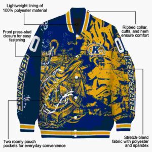 personalized kent state golden flashes fishing art navy blue jacket new arrival