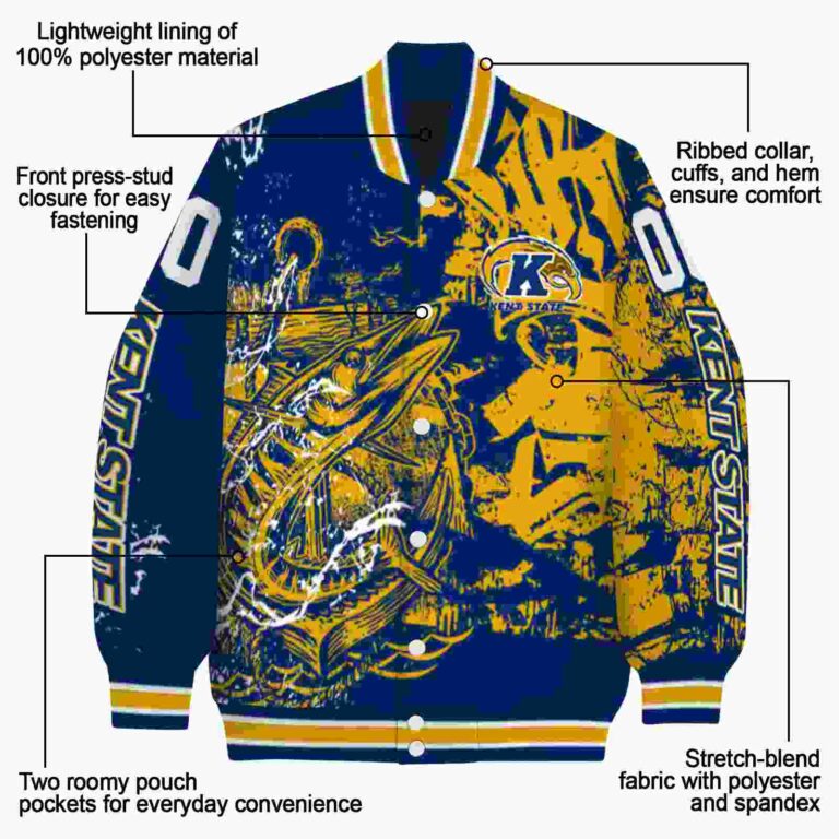 personalized kent state golden flashes fishing art navy blue jacket new arrival