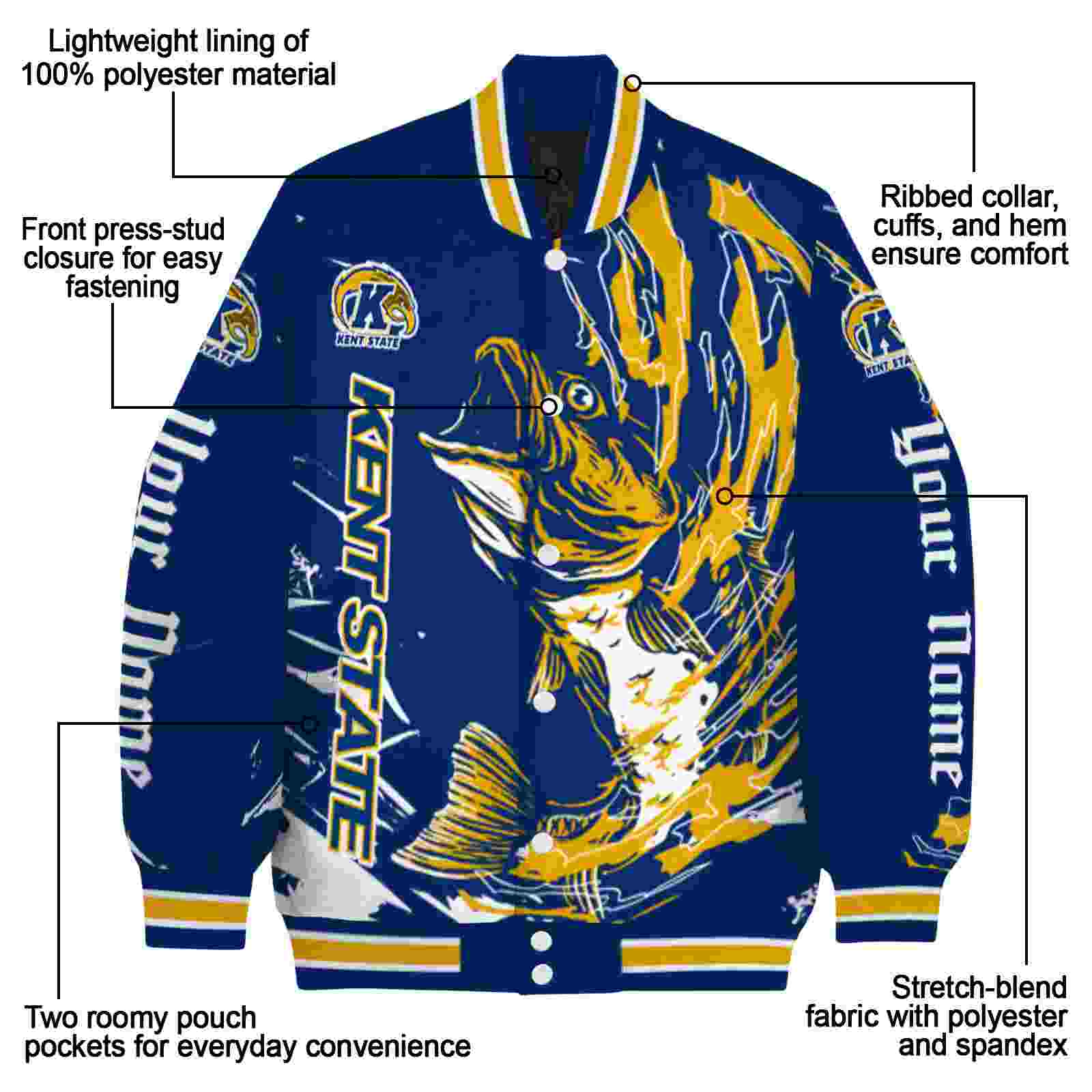 personalized kent state golden flashes fishing passion navy blue white jacket new arrival personalized kent state golden flashes fishing passion navy blue white jacket new arrival