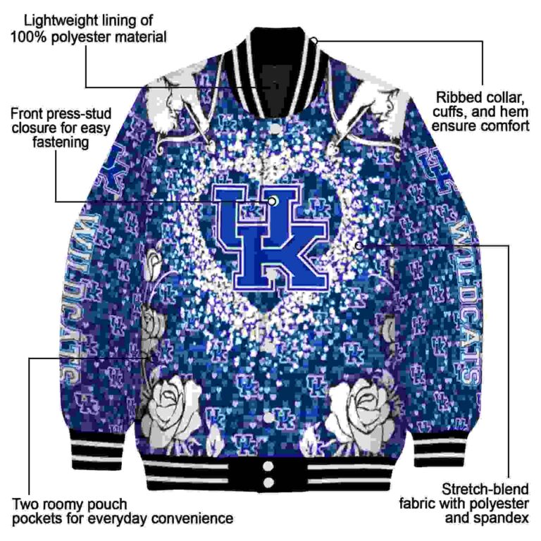 personalized kentucky wildcats heart explosion blue jacket new arrival