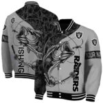 personalized las vegas raiders fishing rod silver jacket best selling