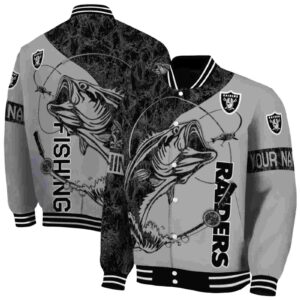 personalized las vegas raiders fishing rod silver jacket fashion forward