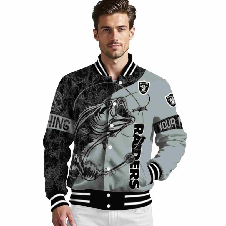 personalized las vegas raiders fishing rod silver jacket high quality