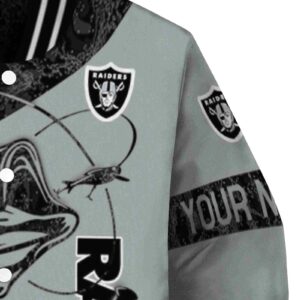 personalized las vegas raiders fishing rod silver jacket premium grade