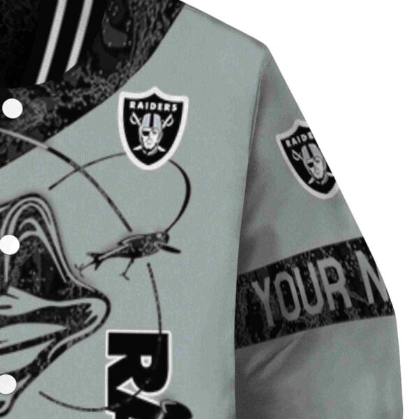 personalized las vegas raiders fishing rod silver jacket premium grade