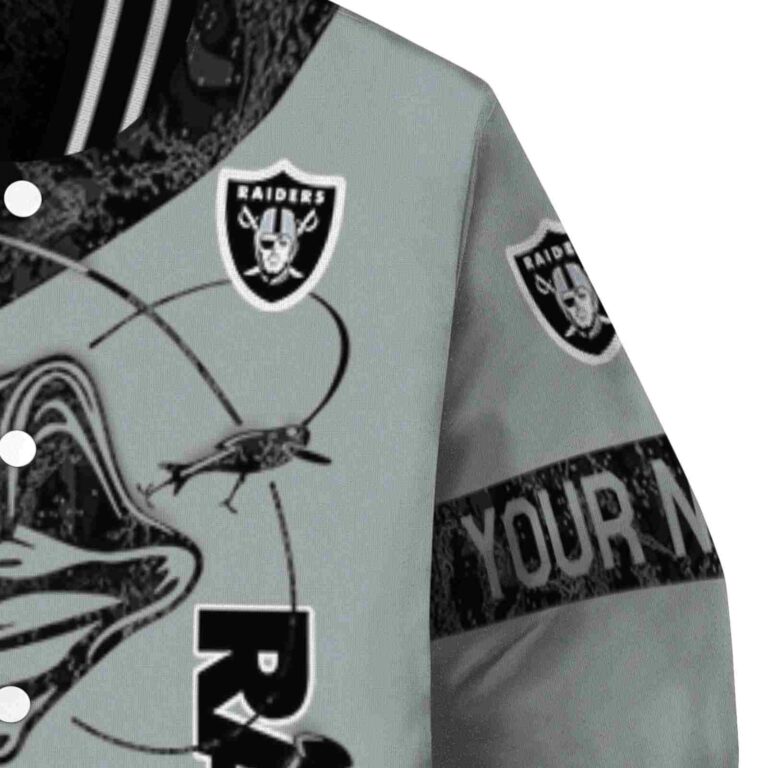 personalized las vegas raiders fishing rod silver jacket premium grade