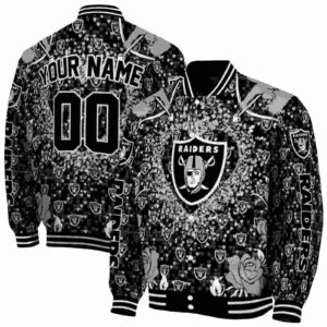 personalized las vegas raiders heart explosion black jacket fashion forward