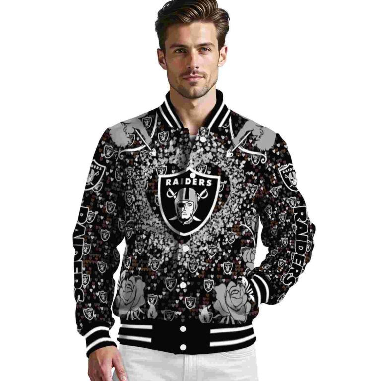 personalized las vegas raiders heart explosion black jacket high quality