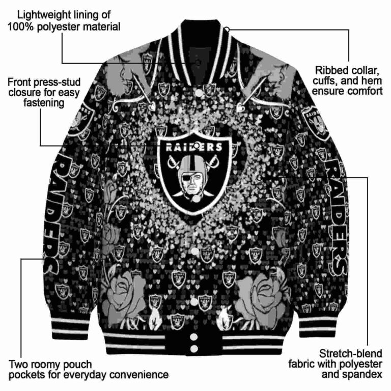personalized las vegas raiders heart explosion black jacket new arrival