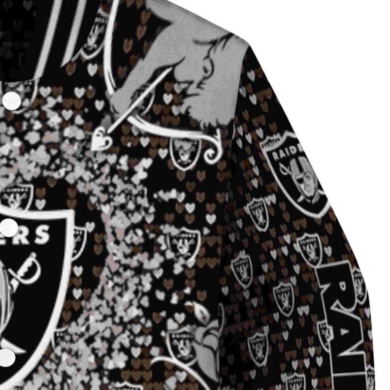 personalized las vegas raiders heart explosion black jacket premium grade