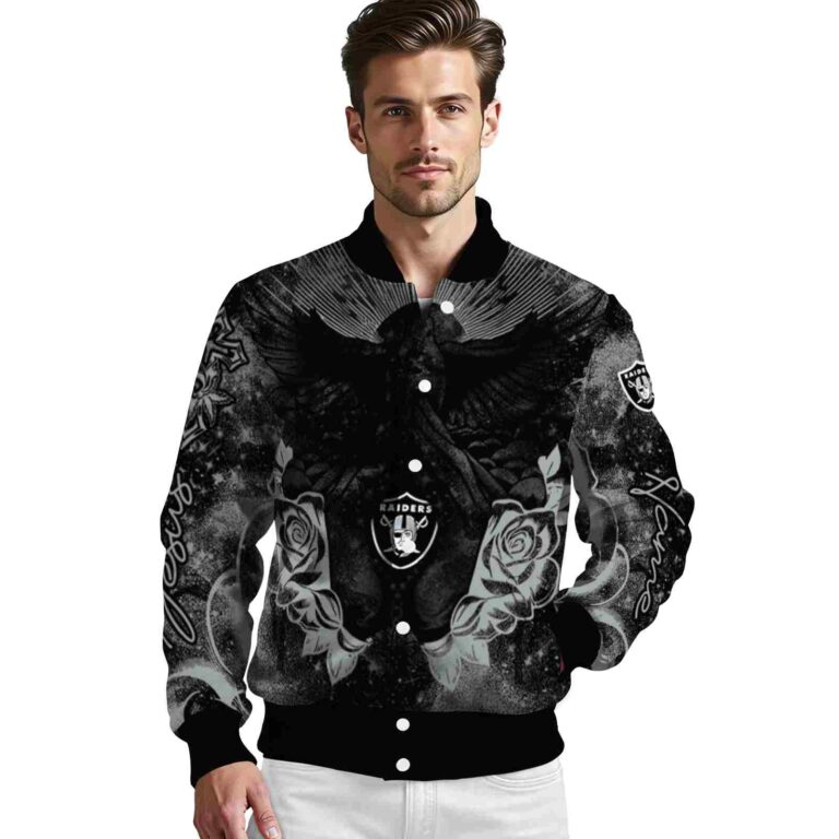 personalized las vegas raiders praying hands black jacket high quality