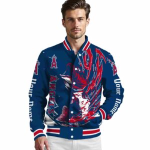 personalized los angeles angels fishing passion blue white jacket high quality
