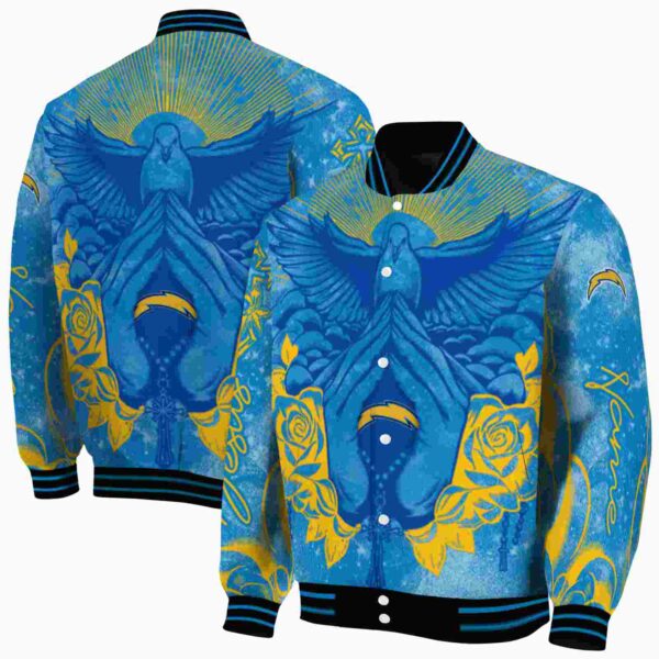 personalized los angeles chargers praying hands blue jacket fashion forward