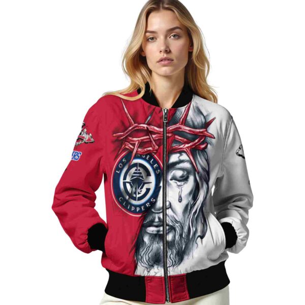 personalized los angeles clippers jesus tears red white jacket latest model