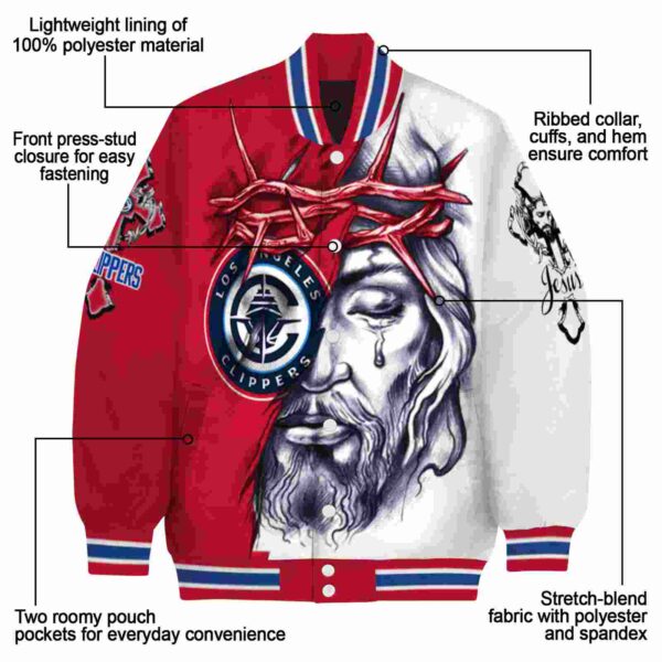 personalized los angeles clippers jesus tears red white jacket new arrival