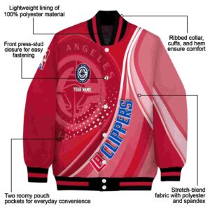 personalized los angeles clippers wave patterns red jacket new arrival