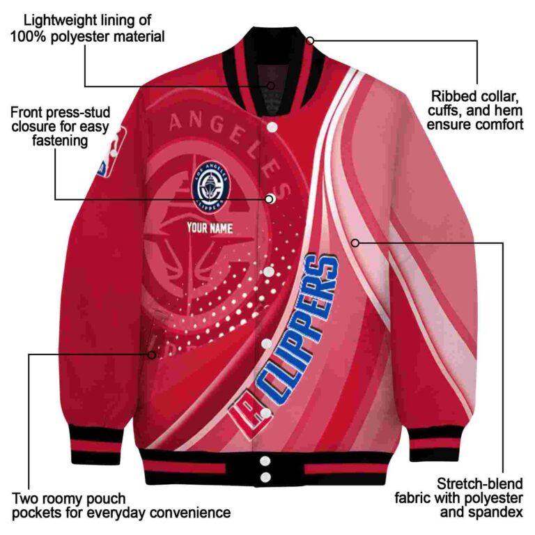 personalized los angeles clippers wave patterns red jacket new arrival