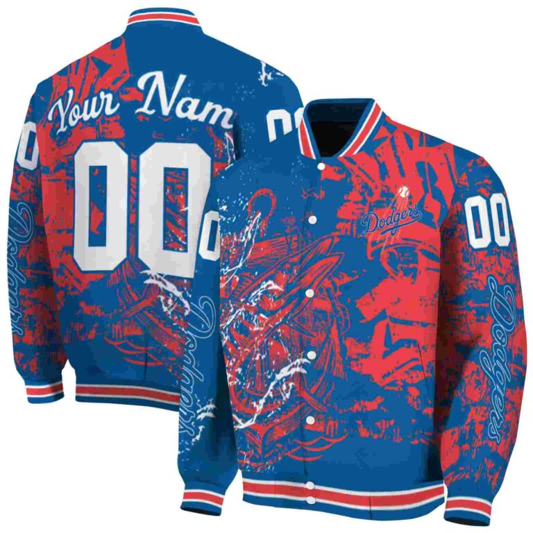 personalized los angeles dodgers fishing art blue jacket fashion forward