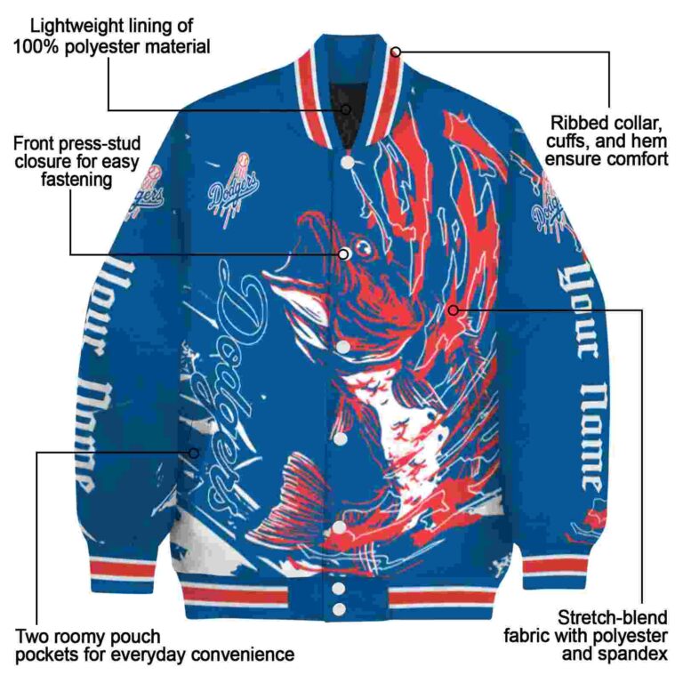 personalized los angeles dodgers fishing passion blue white jacket new arrival