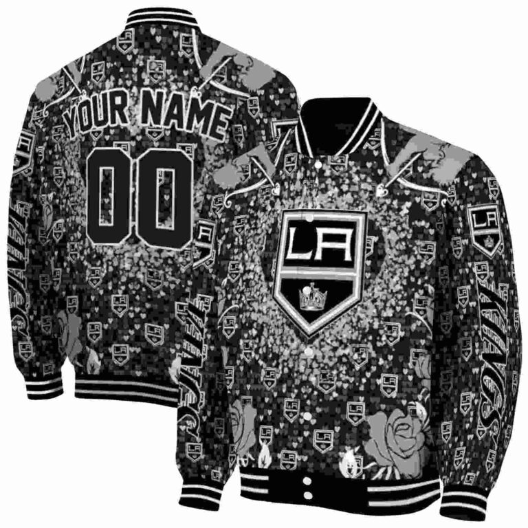 personalized los angeles kings heart explosion black jacket fashion forward