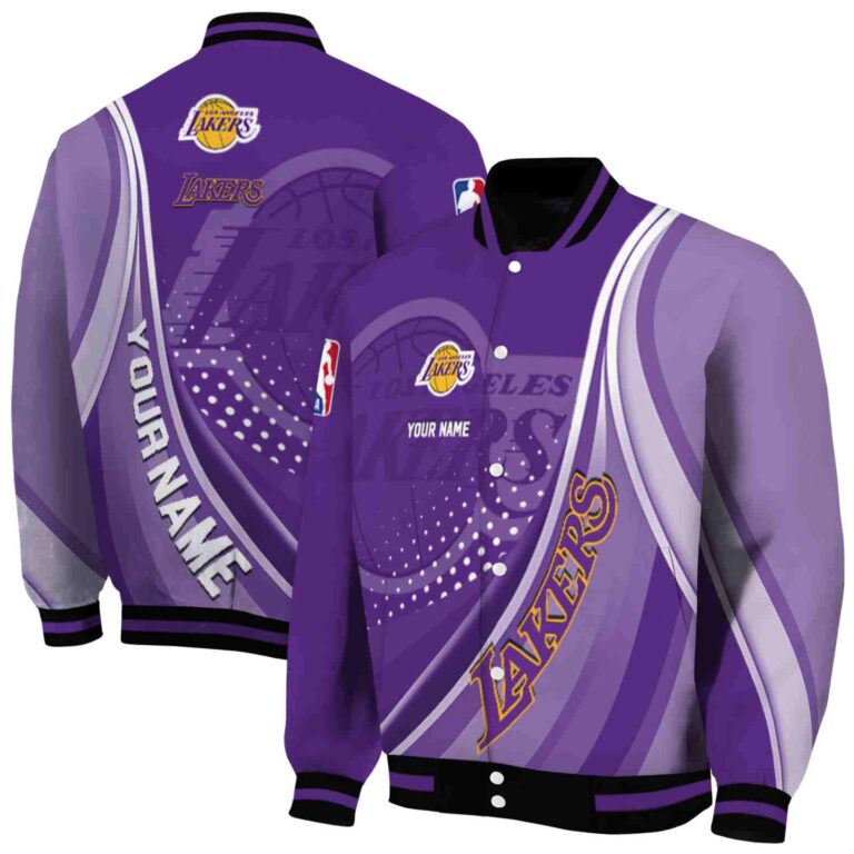 personalized los angeles lakers wave patterns purple jacket fashion forward