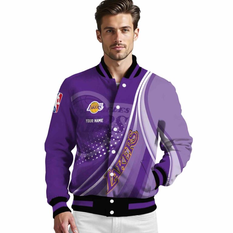 personalized los angeles lakers wave patterns purple jacket high quality