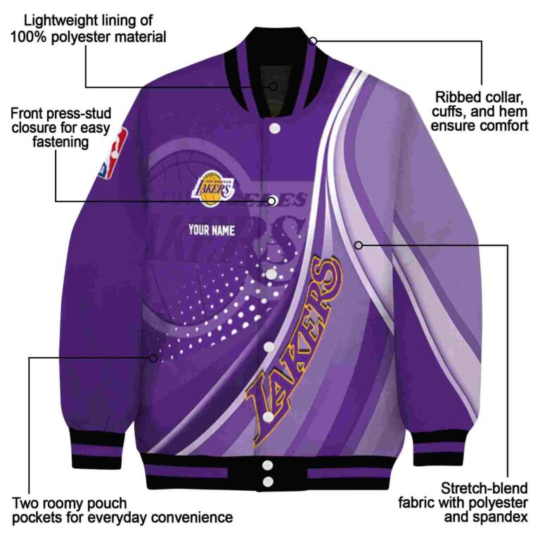 personalized los angeles lakers wave patterns purple jacket new arrival