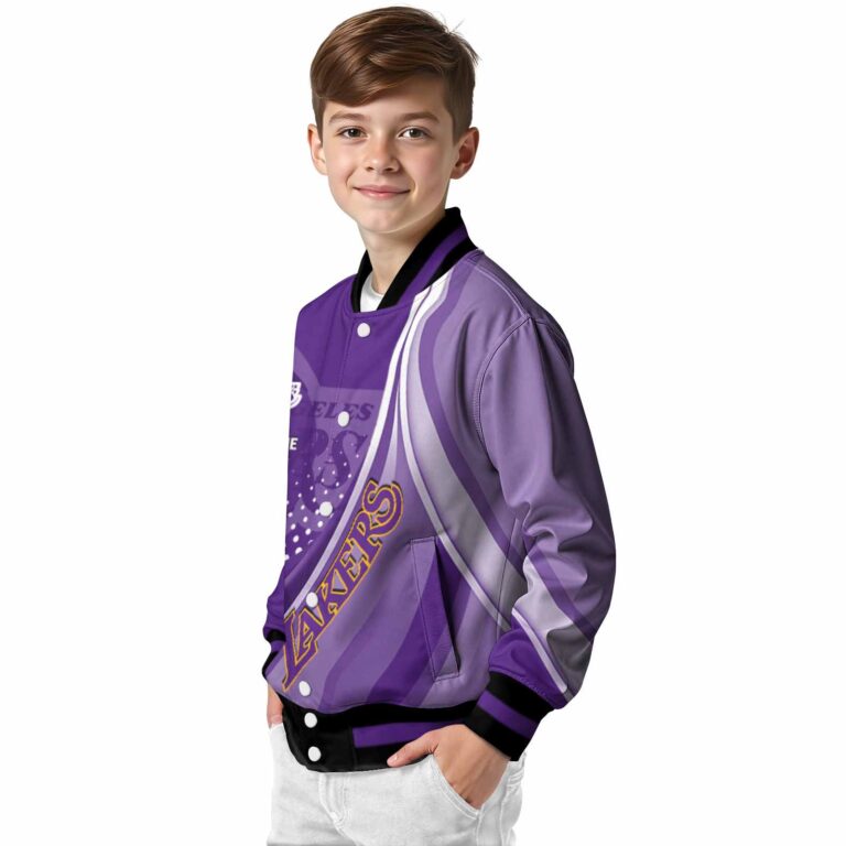 personalized los angeles lakers wave patterns purple jacket trendy