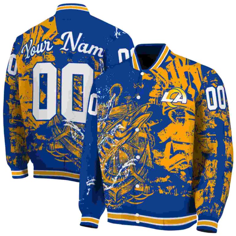 personalized los angeles rams fishing art blue jacket fashion forward