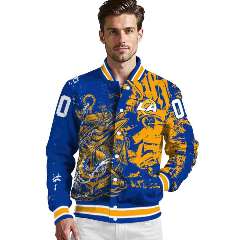 personalized los angeles rams fishing art blue jacket high quality