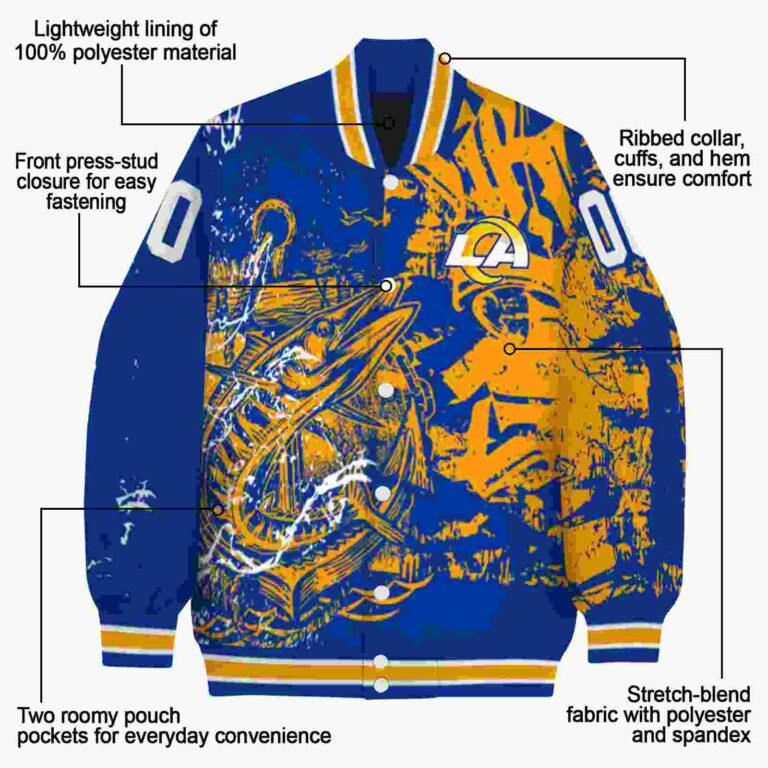 personalized los angeles rams fishing art blue jacket new arrival