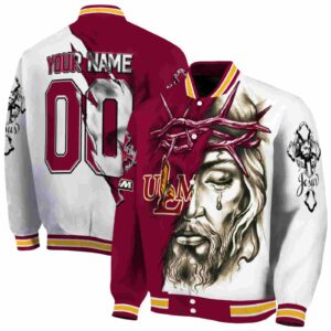 personalized louisiana monroe warhawks jesus tears red white jacket fashion forward