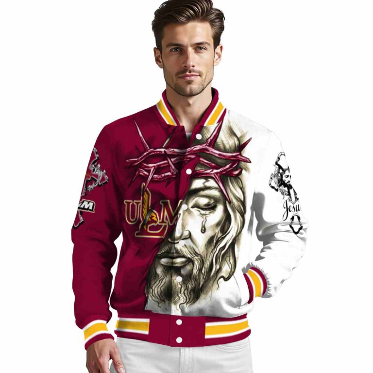 personalized louisiana monroe warhawks jesus tears red white jacket high quality