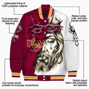personalized louisiana monroe warhawks jesus tears red white jacket new arrival