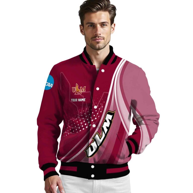 personalized louisiana monroe warhawks wave patterns red jacket high quality